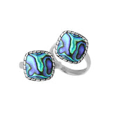 Sterling Silver Cushion Shape Textured Statement Ring With Abalone Shell